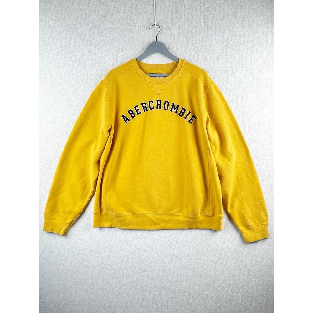 Vintage Y2K Abercrombie & Fitch Spell Out Yellow Crewneck Sweatshirt Mens XL